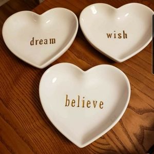 Apropos Home Collection Heart Shaped Trinket Dishes - Dream / Wish / Believe